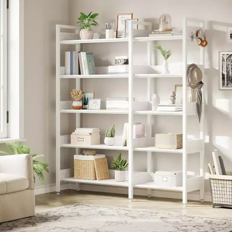 Libreria angolare, Scaffale angolare convertibile a 5 ripiani, Scaffale portaoggetti a forma di L per casa, ufficio, soggiorno, studio