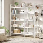 Libreria angolare, Scaffale angolare convertibile a 5 ripiani, Scaffale portaoggetti a forma di L per casa, ufficio, soggiorno, studio