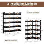 Libreria angolare, Scaffale angolare convertibile a 5 ripiani, Scaffale portaoggetti a forma di L per casa, ufficio, soggiorno, studio