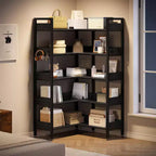 Libreria angolare, Scaffale angolare convertibile a 5 ripiani, Scaffale portaoggetti a forma di L per casa, ufficio, soggiorno, studio