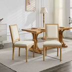 CLIHOME Set of 2 French Decor Chairs, Louis Dining Chairs with Square Backrest and Solid Wood Frame