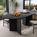 PexFix 67 x 33.5 Black Solid Wood Farmhouse Dining Table with V-Shaped Legs and Oval Wood Top for Modern Dining Rooms & Family Gatherings