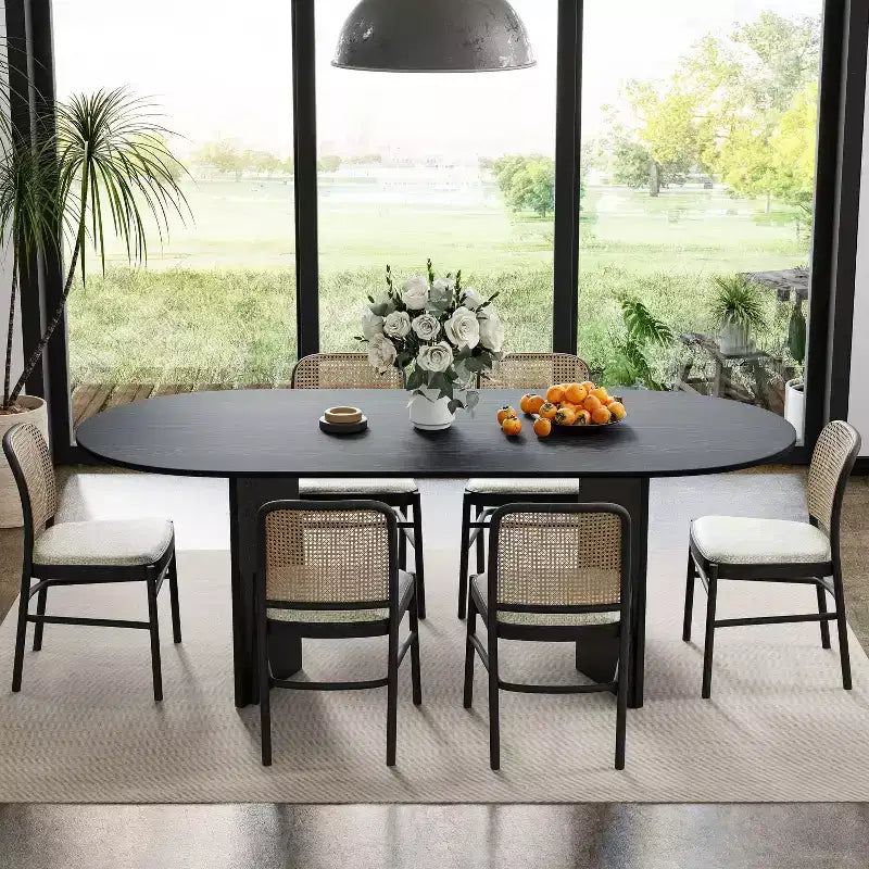 67 x 33.5 Tavolo da Pranzo Farmhouse in Legno Massello Nero