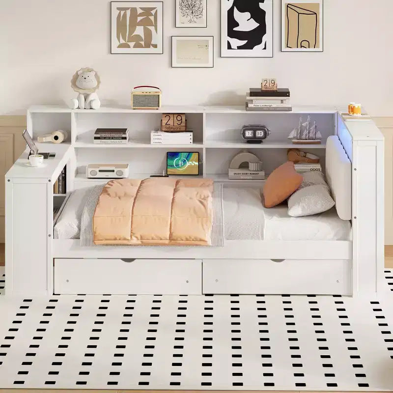 Letto a piattaforma singolo con contenitore