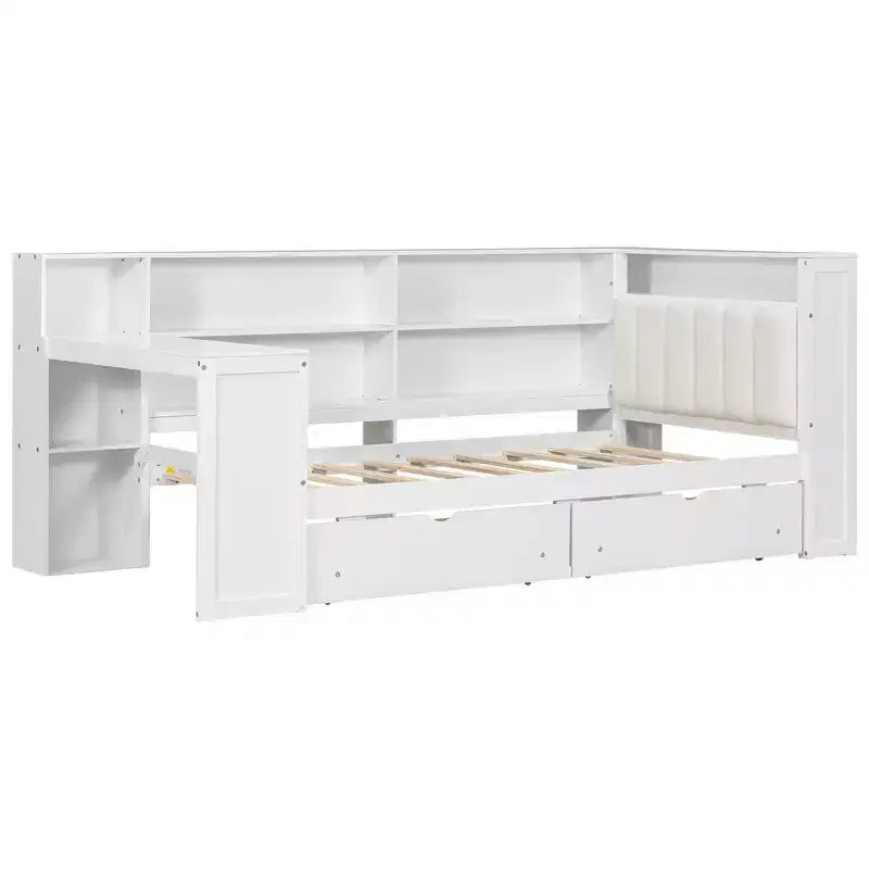 Letto a piattaforma singolo con contenitore