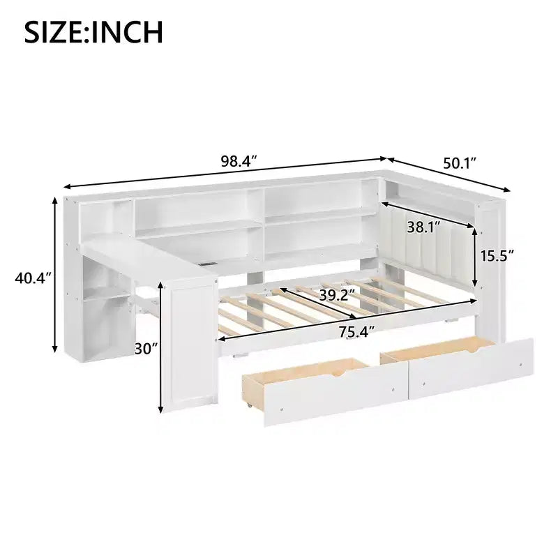 Letto a piattaforma singolo con contenitore
