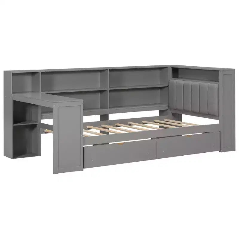 Letto a piattaforma singolo con contenitore