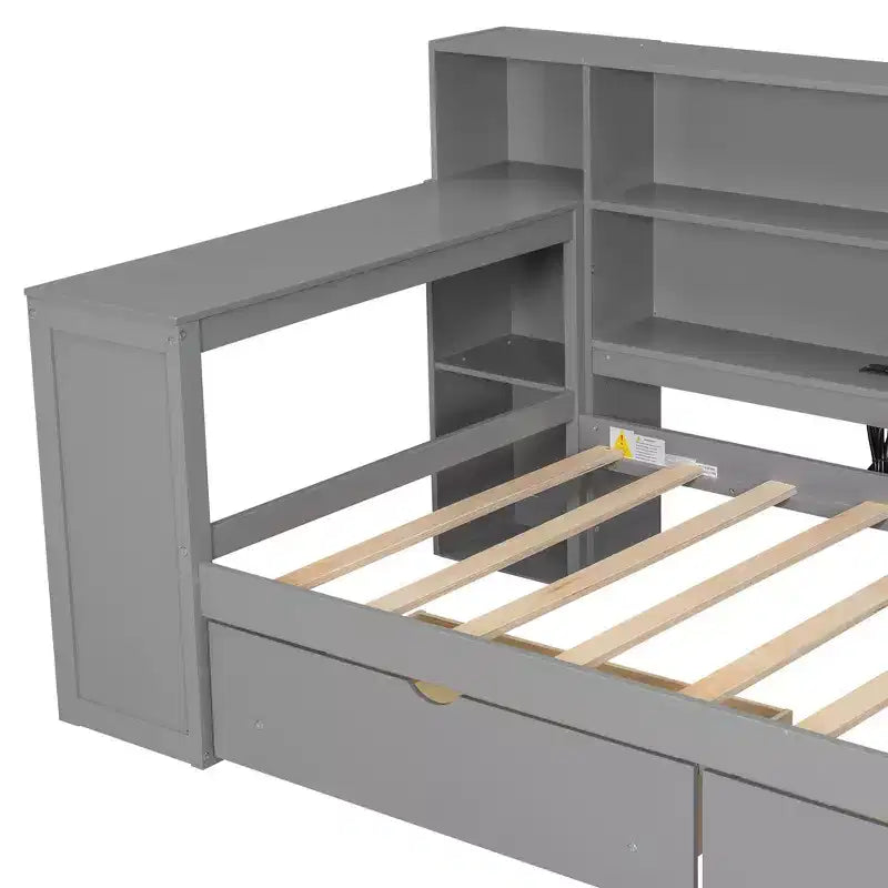 Letto a piattaforma singolo con contenitore