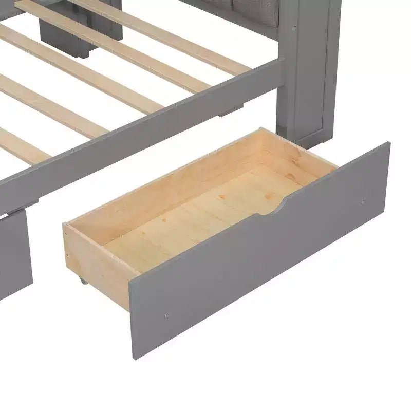 Letto a piattaforma singolo con contenitore