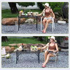 Tavolo da campeggio pieghevole in alluminio 35x24, tavolo portatile con altezza regolabile (1625), leggero per interni/esterni, spiaggia, picnic e viaggi in camper