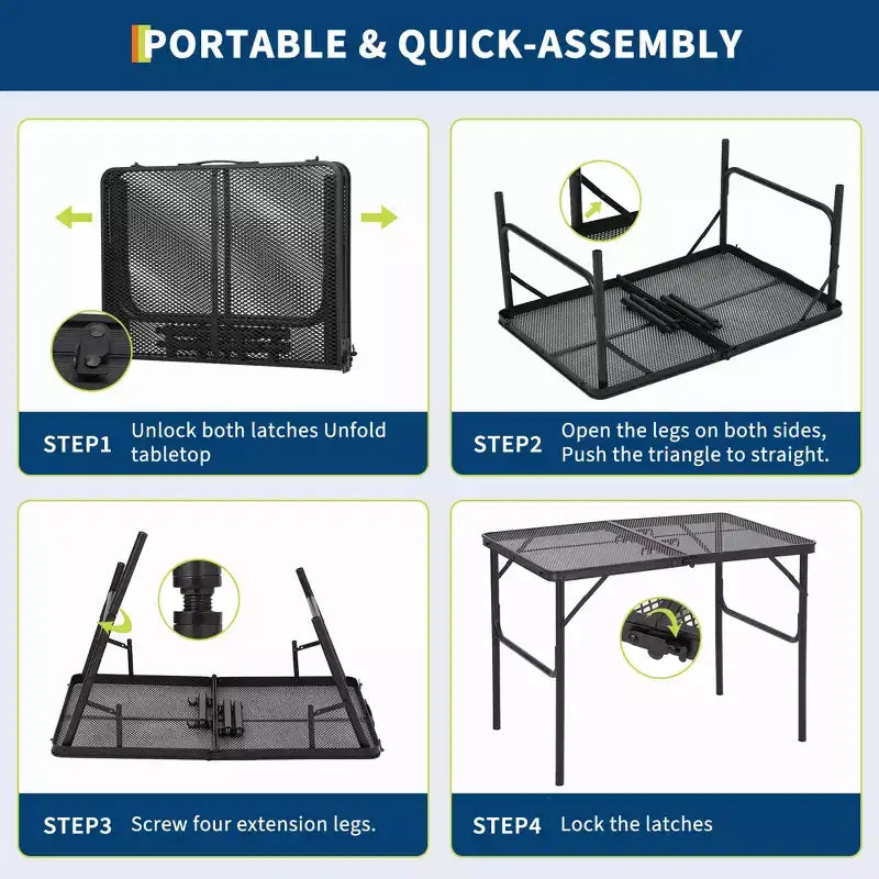 Tavolo da campeggio pieghevole in alluminio 35x24, tavolo portatile con altezza regolabile (1625), leggero per interni/esterni, spiaggia, picnic e viaggi in camper