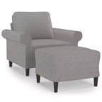 vidaXL Light Gray Fabric Single Sofa Chair with Footstool - Durable 100% Polyester Seating for Living Room, Bedroom, Lounge - 36.2 x 30.3 x 31.5