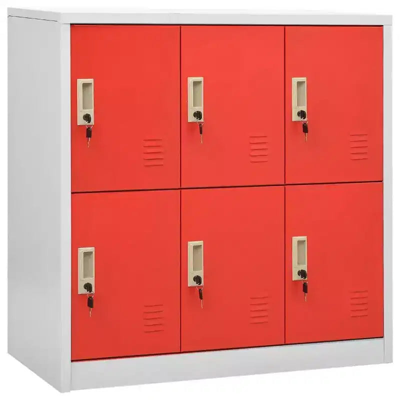 Armadietto metallico grigio e rosso