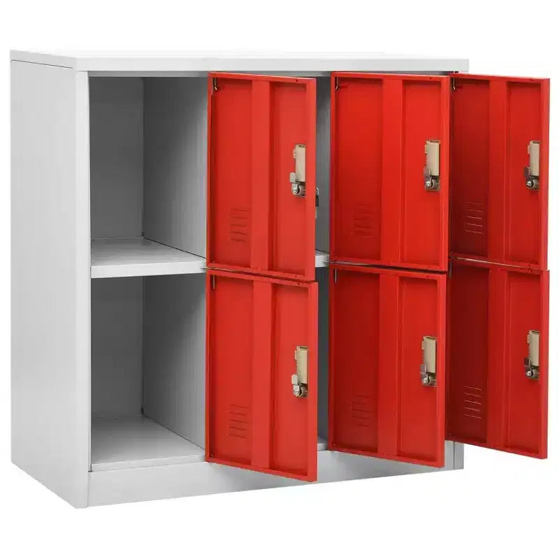 Armadietto metallico grigio e rosso