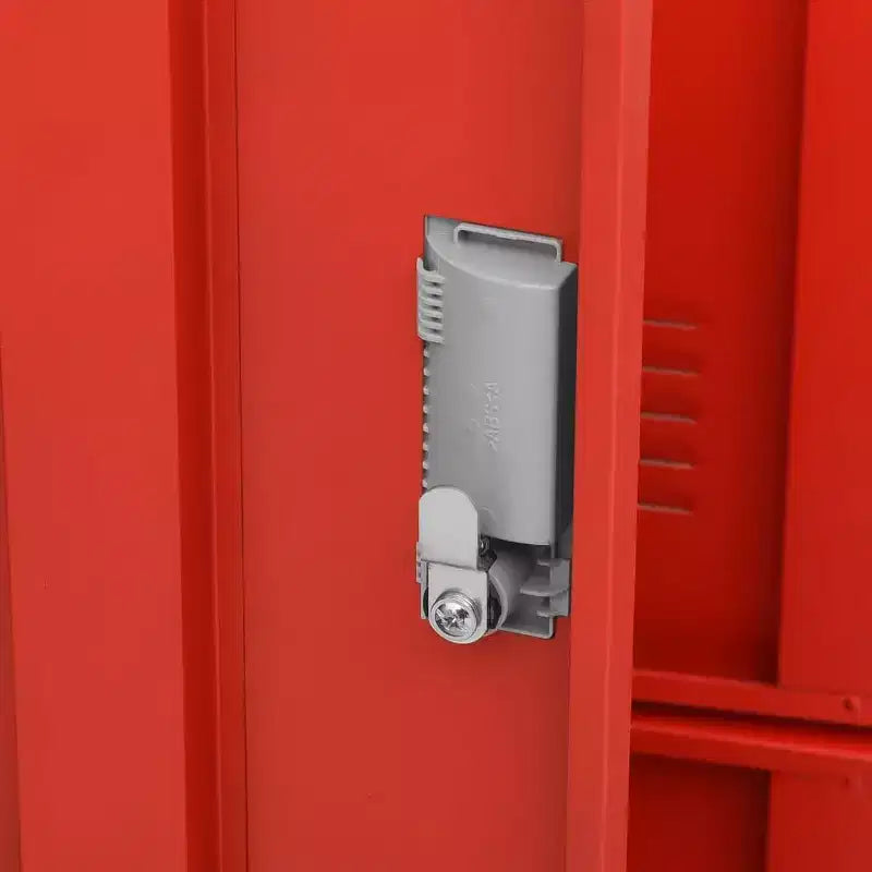 Armadietto metallico grigio e rosso