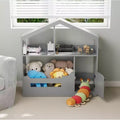 Acekool 2-Tier Kids Bookshelf, House-Shaped Book & Toy Organizer with Motion Sensor Light, Wooden Storage Shelf for Bedroom or Playroom