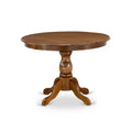 3-Piece Antique Walnut Finish Solid Wood Top-Round Dining Room Set-Seats 4