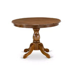 3-Piece Antique Walnut Finish Solid Wood Top-Round Dining Room Set-Seats 4