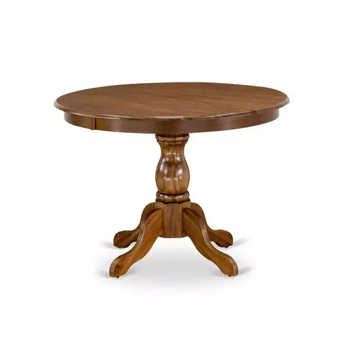 3-Piece Antique Walnut Finish Solid Wood Top-Round Dining Room Set-Seats 4