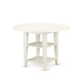 HomeStock 3-Pc Linen White Finish Round Solid Wood Top Dining Table Set