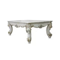Royal Hampton 53 Inch Coffee Table, Traditional Scrolled Legs, Brushed Gold, White