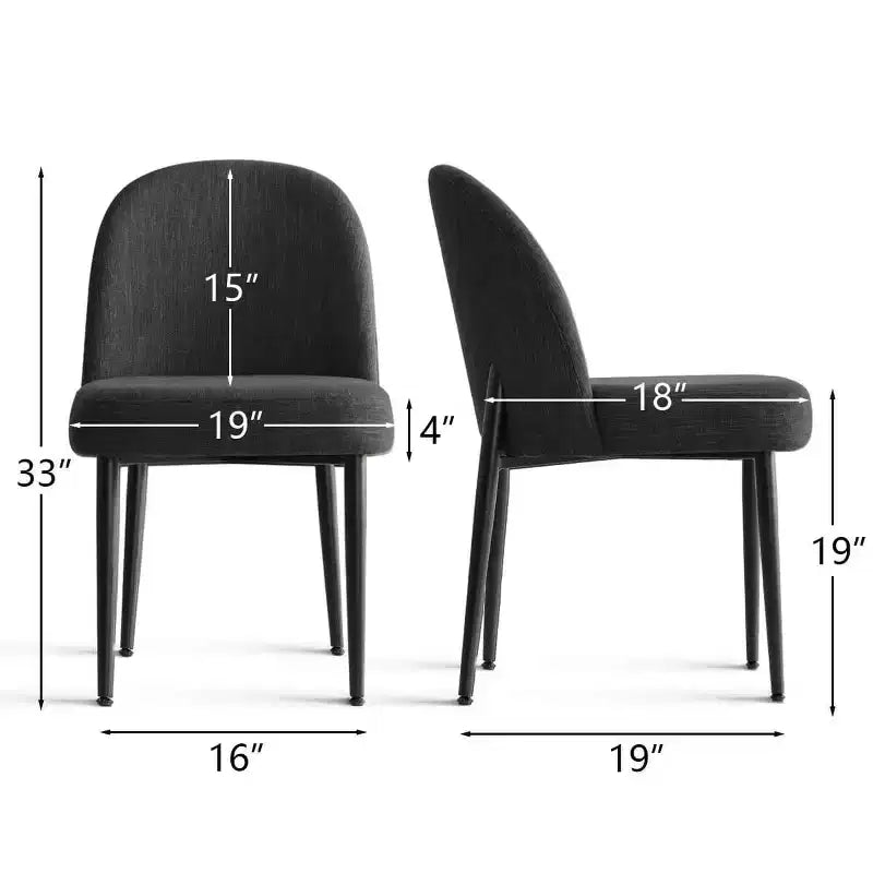 Sedie da pranzo imbottite con tessuto misto lino e gambe in metallo, sedie laterali moderne senza braccioli per sala da pranzo