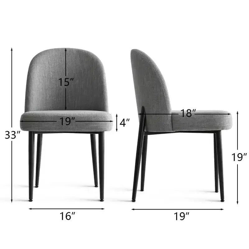 Sedie da pranzo imbottite con tessuto misto lino e gambe in metallo, sedie laterali moderne senza braccioli per sala da pranzo