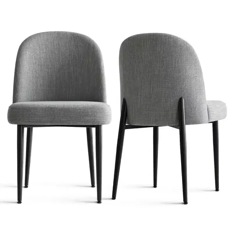 Sedie da pranzo imbottite con tessuto misto lino e gambe in metallo, sedie laterali moderne senza braccioli per sala da pranzo