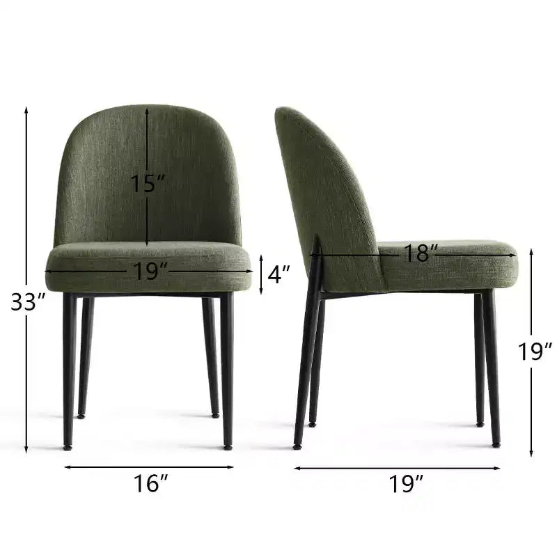 Sedie da pranzo imbottite con tessuto misto lino e gambe in metallo, sedie laterali moderne senza braccioli per sala da pranzo