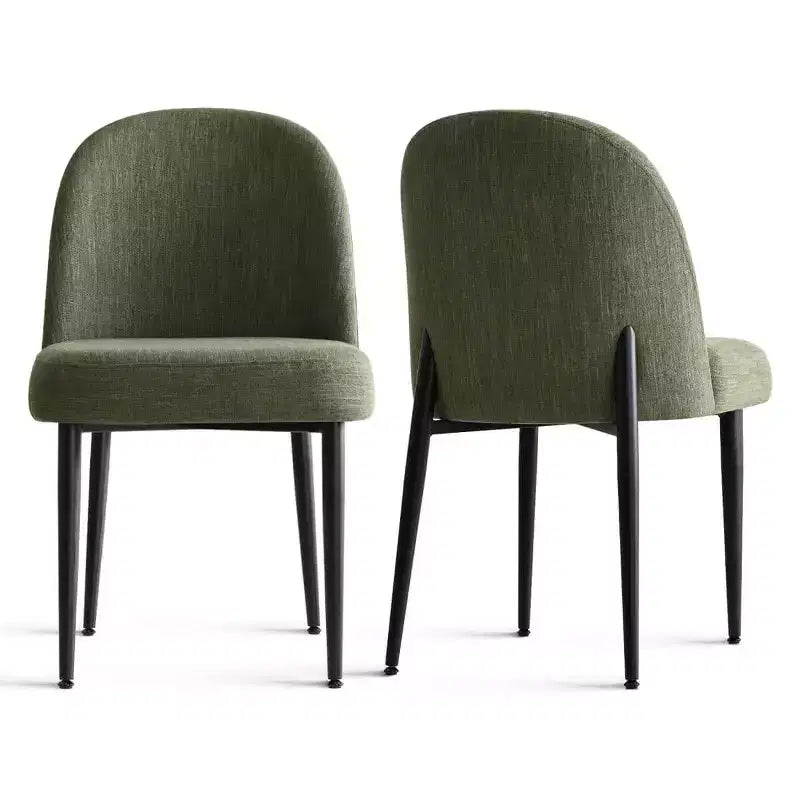 Sedie da pranzo imbottite con tessuto misto lino e gambe in metallo, sedie laterali moderne senza braccioli per sala da pranzo
