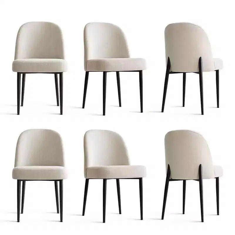 Set of 6 Upholstered Dining Chairs with Linen Blend Fabric and Metal Legs, Modern Armless Side Chairs for Dining Room - Panipeachy