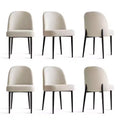Set of 6 Upholstered Dining Chairs with Linen Blend Fabric and Metal Legs, Modern Armless Side Chairs for Dining Room - Panipeachy