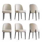 Set of 6 Upholstered Dining Chairs with Linen Blend Fabric and Metal Legs, Modern Armless Side Chairs for Dining Room - Panipeachy
