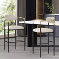 Zeus & Ruta Upholstered Back Counter Height Bar Stools Set of 2 with Iron Legs