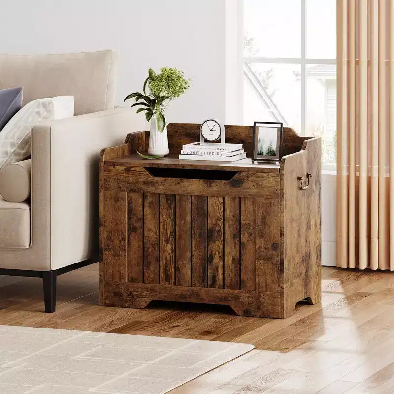 Contenitore portaoggetti, Panca portaoggetti in legno con cerniera di sicurezza, Cassapanca con coperchio apribile, Supporta 159 kg, per ingresso, soggiorno, camera da letto
