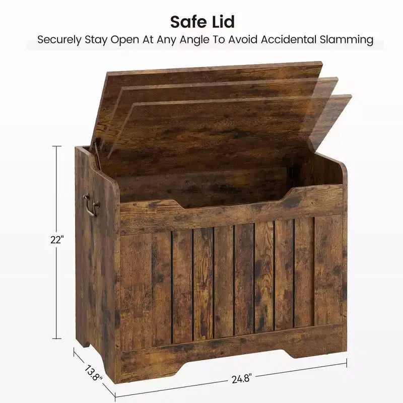 Contenitore portaoggetti, Panca portaoggetti in legno con cerniera di sicurezza, Cassapanca con coperchio apribile, Supporta 159 kg, per ingresso, soggiorno, camera da letto