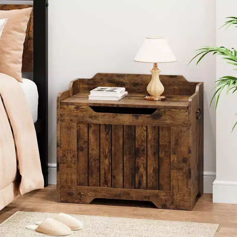 Contenitore portaoggetti, Panca portaoggetti in legno con cerniera di sicurezza, Cassapanca con coperchio apribile, Supporta 159 kg, per ingresso, soggiorno, camera da letto