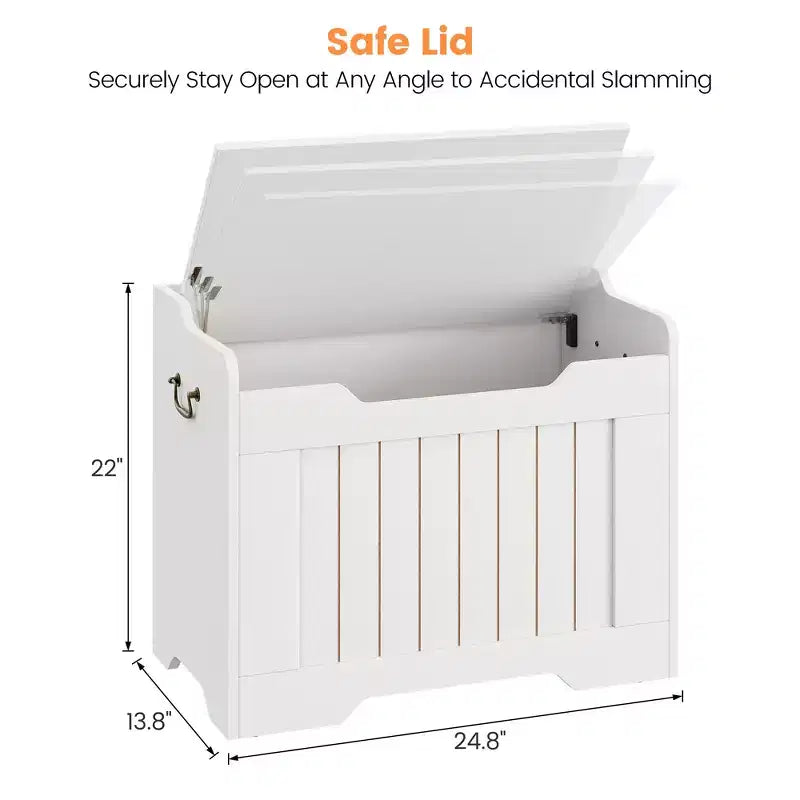Contenitore portaoggetti, Panca portaoggetti in legno con cerniera di sicurezza, Cassapanca con coperchio apribile, Supporta 159 kg, per ingresso, soggiorno, camera da letto