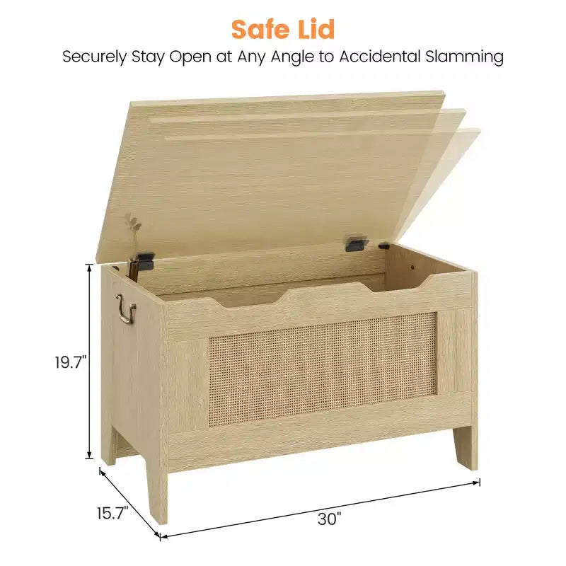 Contenitore portaoggetti, Panca portaoggetti in legno con cerniera di sicurezza, Cassapanca con coperchio apribile, Supporta 159 kg, per ingresso, soggiorno, camera da letto