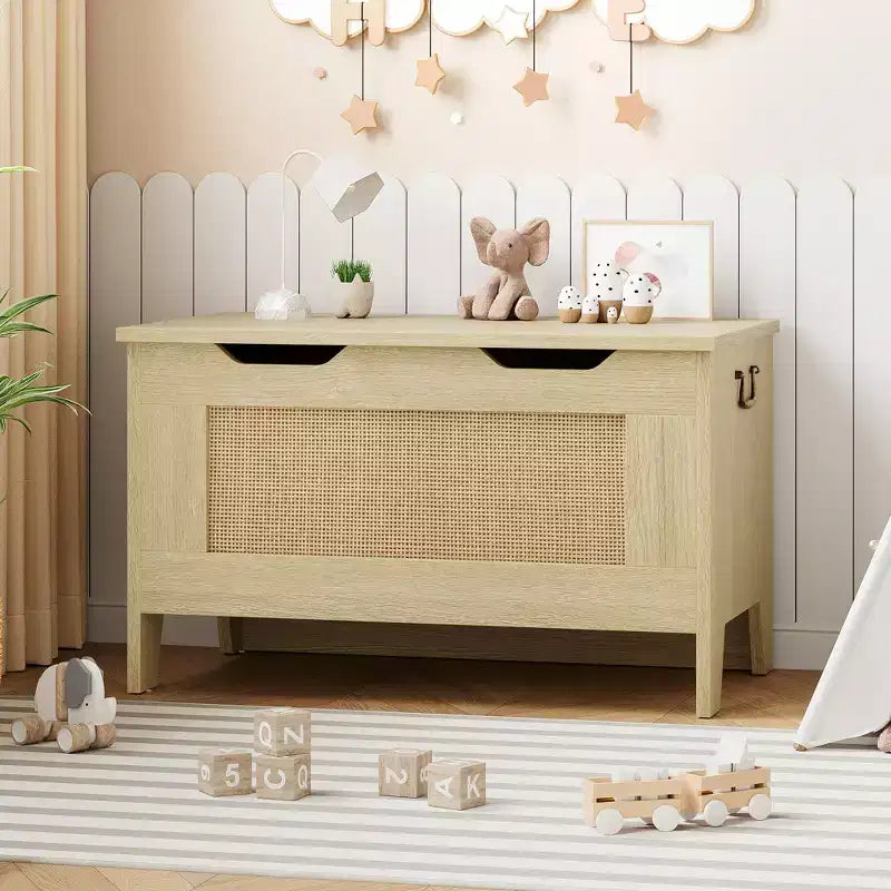 Contenitore portaoggetti, Panca portaoggetti in legno con cerniera di sicurezza, Cassapanca con coperchio apribile, Supporta 159 kg, per ingresso, soggiorno, camera da letto