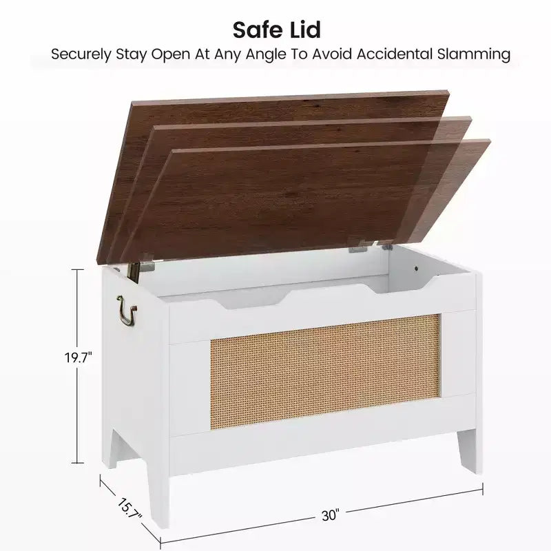 Contenitore portaoggetti, Panca portaoggetti in legno con cerniera di sicurezza, Cassapanca con coperchio apribile, Supporta 159 kg, per ingresso, soggiorno, camera da letto