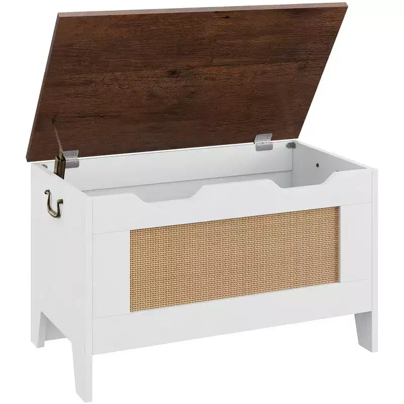 Contenitore portaoggetti, Panca portaoggetti in legno con cerniera di sicurezza, Cassapanca con coperchio apribile, Supporta 159 kg, per ingresso, soggiorno, camera da letto