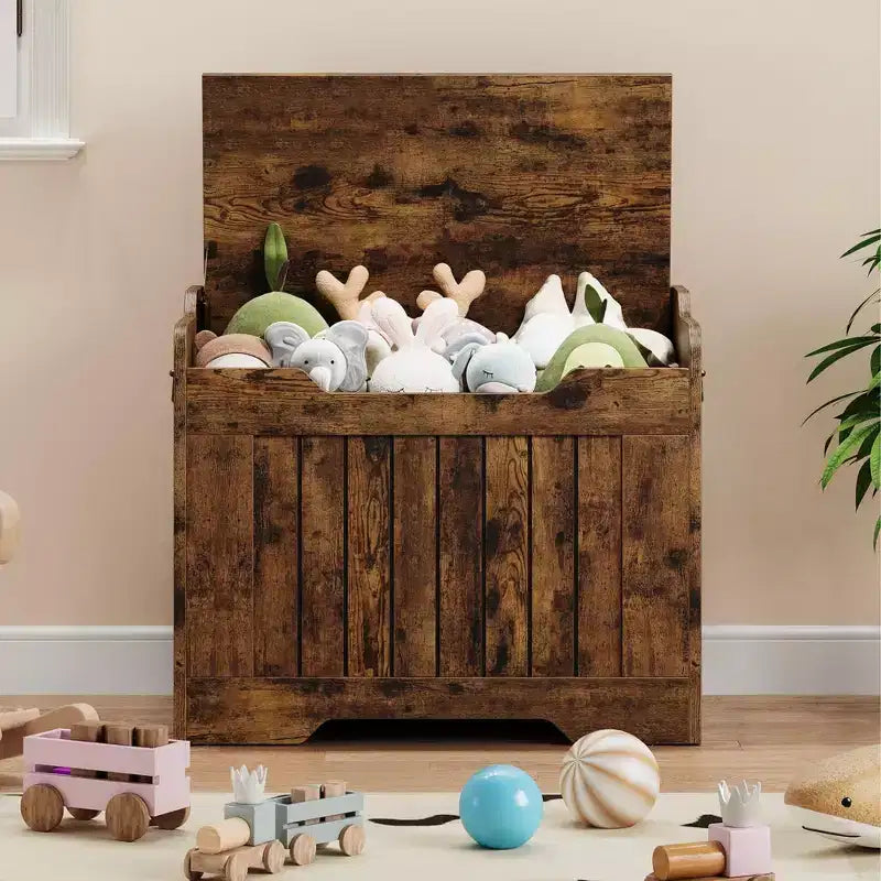 Contenitore portaoggetti, Panca portaoggetti in legno con cerniera di sicurezza, Cassapanca con coperchio apribile, Supporta 159 kg, per ingresso, soggiorno, camera da letto