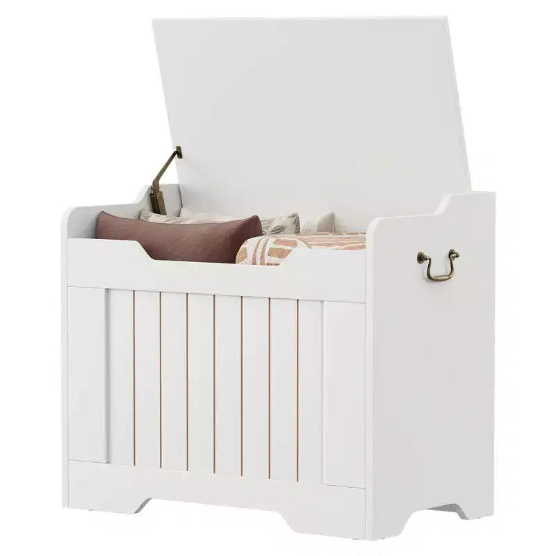 Contenitore portaoggetti, Panca portaoggetti in legno con cerniera di sicurezza, Cassapanca con coperchio apribile, Supporta 159 kg, per ingresso, soggiorno, camera da letto