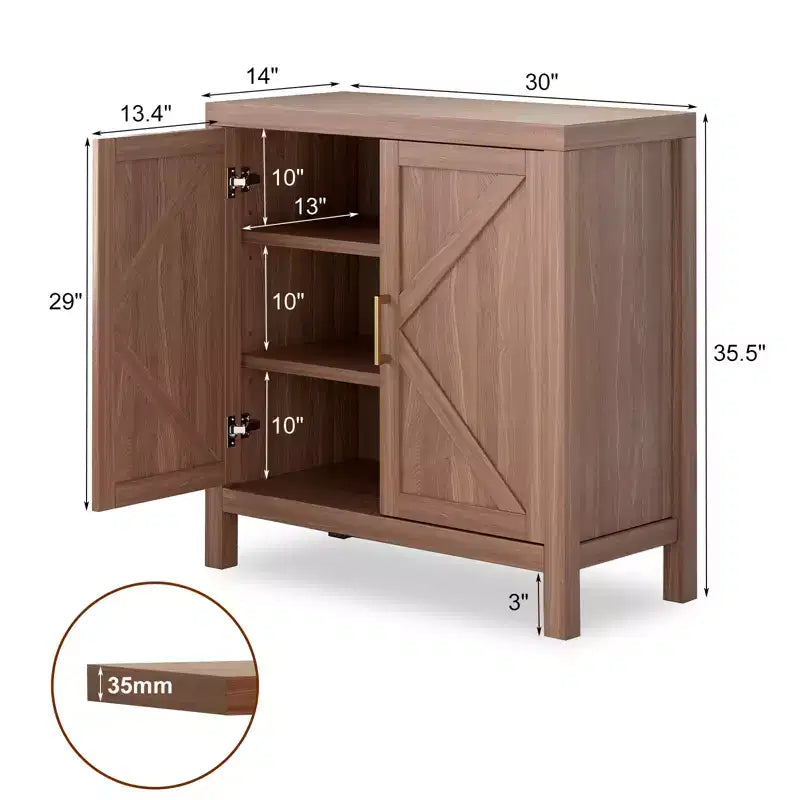 Mobile credenza rustico con ripiani regolabili, tavolino consolle per bar/caffè, mobiletto contenitore per cucina e sala da pranzo (A35.5 x L30 x P14)