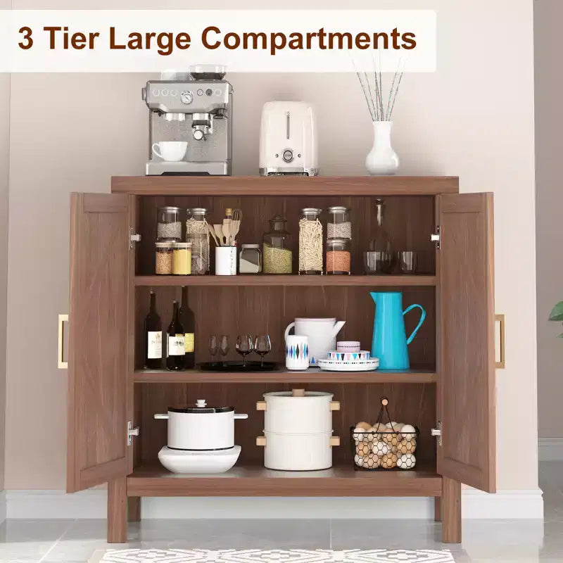 Mobile credenza rustico con ripiani regolabili, tavolino consolle per bar/caffè, mobiletto contenitore per cucina e sala da pranzo (A35.5 x L30 x P14)