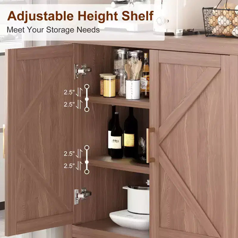 Mobile credenza rustico con ripiani regolabili, tavolino consolle per bar/caffè, mobiletto contenitore per cucina e sala da pranzo (A35.5 x L30 x P14)