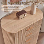 Cassettiera alta a 5 cassetti per camera da letto, cassetti alti 121 cm con maniglie dorate, profilo curvo, cassettiere organizer in legno per soggiorno