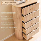 Cassettiera alta a 5 cassetti per camera da letto, cassetti alti 121 cm con maniglie dorate, profilo curvo, cassettiere organizer in legno per soggiorno