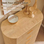 Cassettiera alta a 5 cassetti per camera da letto, cassetti alti 121 cm con maniglie dorate, profilo curvo, cassettiere organizer in legno per soggiorno